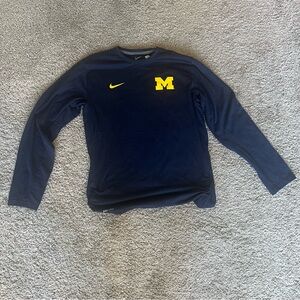Michigan Nike Dark Blue Long Sleeve with Yellow Accents